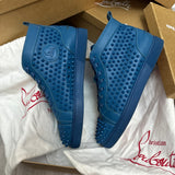 Authentic Christian Louboutin Blue Leather Spikes Sneakers 9.5UK 43.5 10.5US