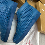 Authentic Christian Louboutin Blue Leather Spikes Sneakers 9.5UK 43.5 10.5US