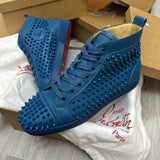 Authentic Christian Louboutin Blue Leather Spikes Sneakers 9.5UK 43.5 10.5US