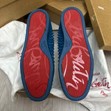 Authentic Christian Louboutin Blue Leather Spikes Sneakers 9.5UK 43.5 10.5US