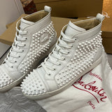 Authentic Christian Louboutin White Leather Spikes Sneakers 9UK 43 10US