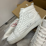 Authentic Christian Louboutin White Leather Spikes Sneakers 9UK 43 10US