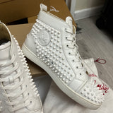 Authentic Christian Louboutin White Leather Spikes Sneakers 9UK 43 10US