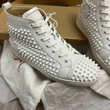 Authentic Christian Louboutin White Leather Spikes Sneakers 9UK 43 10US