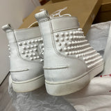 Authentic Christian Louboutin White Leather Spikes Sneakers 9UK 43 10US