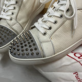 Authentic Christian Louboutin White Reflective Spikes Sneakers 10UK 44 11US