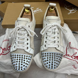 Authentic Christian Louboutin White Reflective Spikes Sneakers 10UK 44 11US