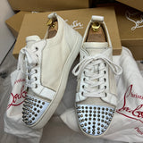 Authentic Christian Louboutin White Reflective Spikes Sneakers 10UK 44 11US