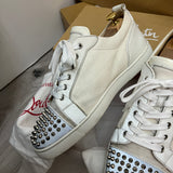 Authentic Christian Louboutin White Reflective Spikes Sneakers 10UK 44 11US