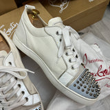 Authentic Christian Louboutin White Reflective Spikes Sneakers 10UK 44 11US