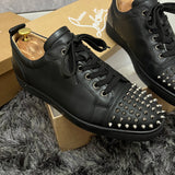 Authentic Christian Louboutin Black Leather Spikes Sneakers 9UK 43 10US