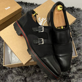 Authentic Christian Louboutin Black Monk Leather Shoes 7.5UK 41.5 8.5US