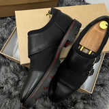 Authentic Christian Louboutin Black Monk Leather Shoes 7.5UK 41.5 8.5US