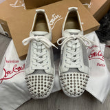 Authentic Christian Louboutin White Leather Mesh Sneakers 8UK 42 9US