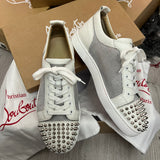 Authentic Christian Louboutin White Leather Mesh Sneakers 8UK 42 9US