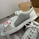 Authentic Christian Louboutin White Leather Mesh Sneakers 8UK 42 9US