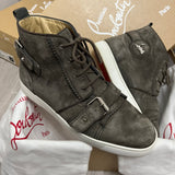 Authentic Christian Louboutin Grey Suede NONO strap Sneakers 8UK 42 9US