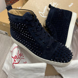 Authentic Christian Louboutin Marine Blue Spikes Sneakers 11UK 45 12US