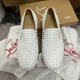 Authentic Christian Louboutin White Leather Rollerboat Sneakers 9.5UK 43.5 10.5US