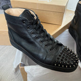 Authentic Christian Louboutin Black Grained Leather Sneakers 9UK 43 10US