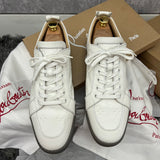 Authentic Christian Louboutin White Gomme Embossed Leather Sneakers 12UK 46 13US