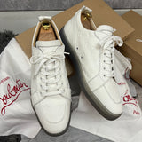 Authentic Christian Louboutin White Gomme Embossed Leather Sneakers 12UK 46 13US