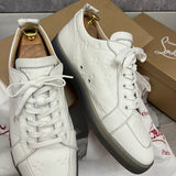 Authentic Christian Louboutin White Gomme Embossed Leather Sneakers 12UK 46 13US