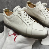 Authentic Christian Louboutin White Gomme Embossed Leather Sneakers 12UK 46 13US