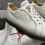 Authentic Christian Louboutin White Gomme Embossed Leather Sneakers 12UK 46 13US