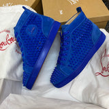 Authentic Christian Louboutin Blue Suede Spikes Sneakers 7UK 7 41 8US