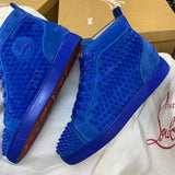 Authentic Christian Louboutin Blue Suede Spikes Sneakers 7UK 7 41 8US