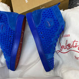 Authentic Christian Louboutin Blue Suede Spikes Sneakers 7UK 7 41 8US