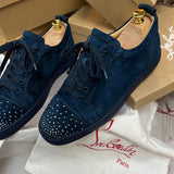 Authentic Christian Louboutin Blue Degra Strass Suede Sneakers 10UK 44 11US