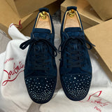 Authentic Christian Louboutin Blue Degra Strass Suede Sneakers 10UK 44 11US