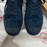 Authentic Christian Louboutin Blue Degra Strass Suede Sneakers 10UK 44 11US