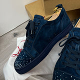 Authentic Christian Louboutin Blue Degra Strass Suede Sneakers 10UK 44 11US