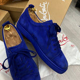 Authentic Christian Louboutin Blue Junior Azulejo Suede Sneaker 7.5UK 41.5 8.5US