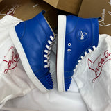 Authentic Christian Louboutin Blue Leather Flat Sneakers 8UK 42 9US