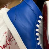 Authentic Christian Louboutin Blue Leather Flat Sneakers 8UK 42 9US