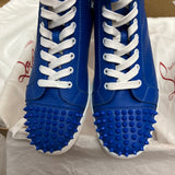 Authentic Christian Louboutin Blue Leather Flat Sneakers 8UK 42 9US