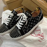 Authentic Christian Louboutin Black Suede Embroider Sneaker 9.5UK 43.5 10.5US