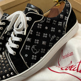 Authentic Christian Louboutin Black Suede Embroider Sneaker 9.5UK 43.5 10.5US