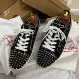 Authentic Christian Louboutin Black Suede Embroider Sneaker 9.5UK 43.5 10.5US