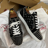 Authentic Christian Louboutin Black Suede Embroider Sneaker 9.5UK 43.5 10.5US