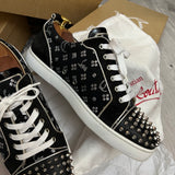 Authentic Christian Louboutin Black Suede Embroider Sneaker 9.5UK 43.5 10.5US