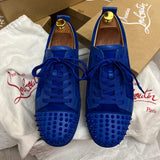 Authentic Christian Louboutin Blue Leather Suede Sneakers 10UK 44 11US