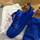 Authentic Christian Louboutin Blue Leather Suede Sneakers 10UK 44 11US